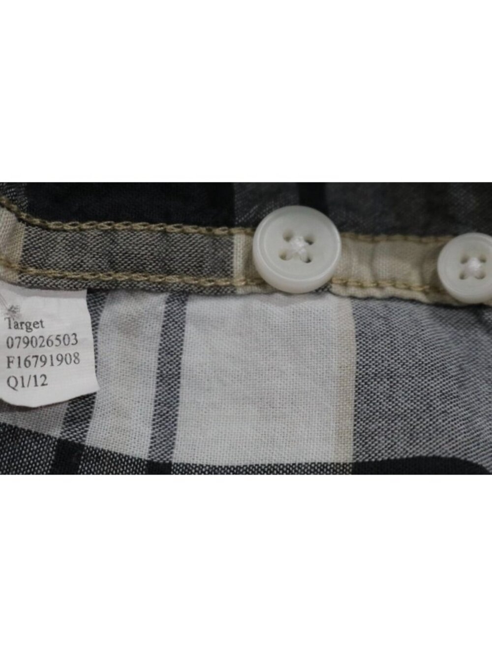 90 Grunge Button Down Shirt Mens L Neutral Gray Plaid Tailored Fit Cabincore VTG - Picture 11 of 12